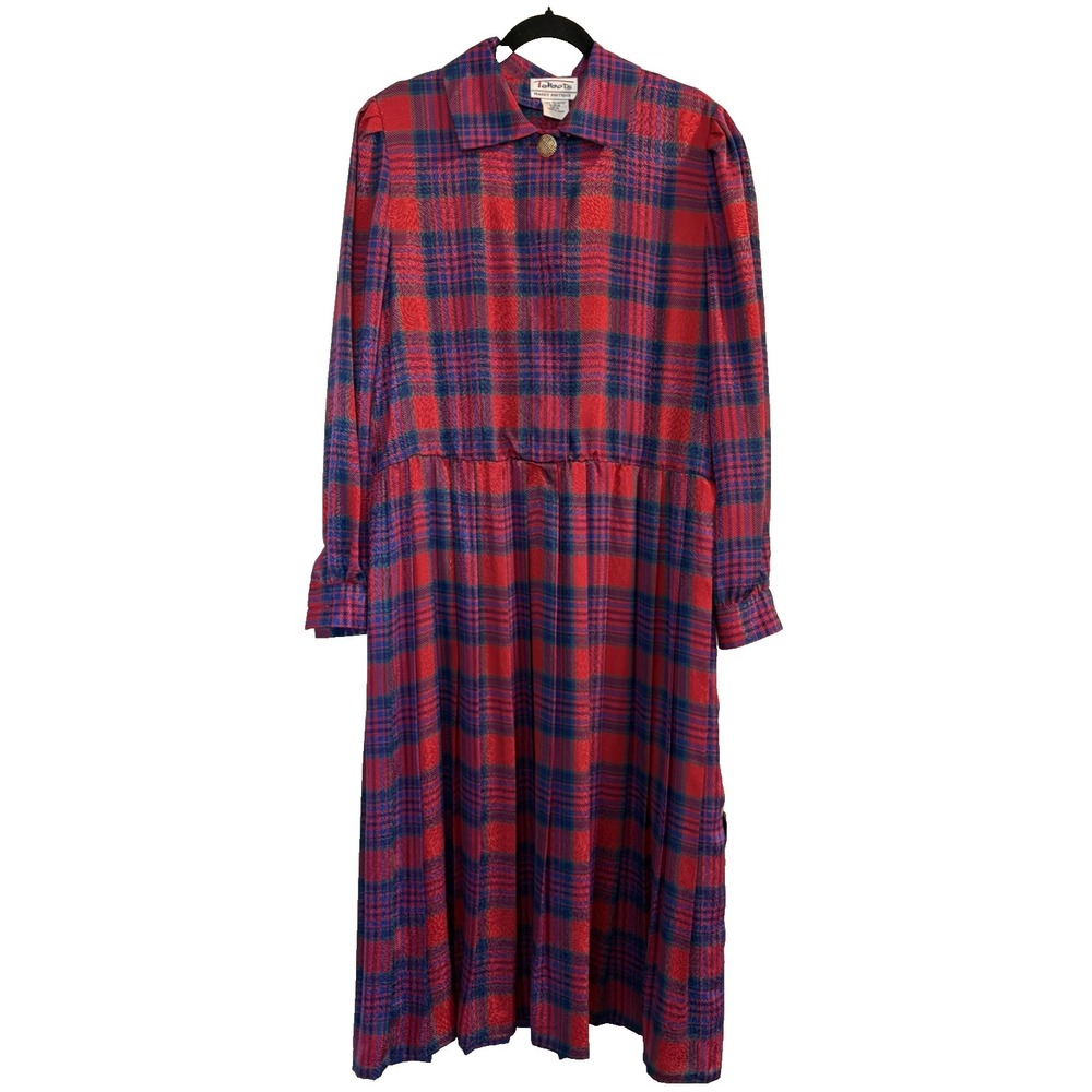 Vintage Talbots Maggy Boutique Plaid Dress Women's Size 14 Grandma Adademia